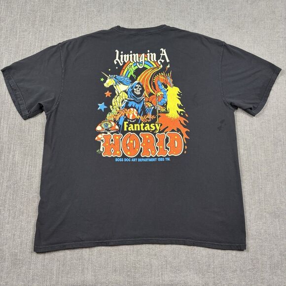 Unbranded Other - Boss Dog Graphic T-Shirt Fantasy World Black Tee Mens XXL Retro Grunge Skull Y2K